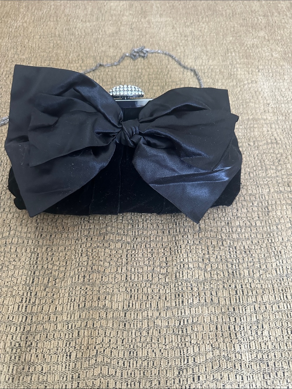 Elegant Black Bow Evening Clutch 9”x6”